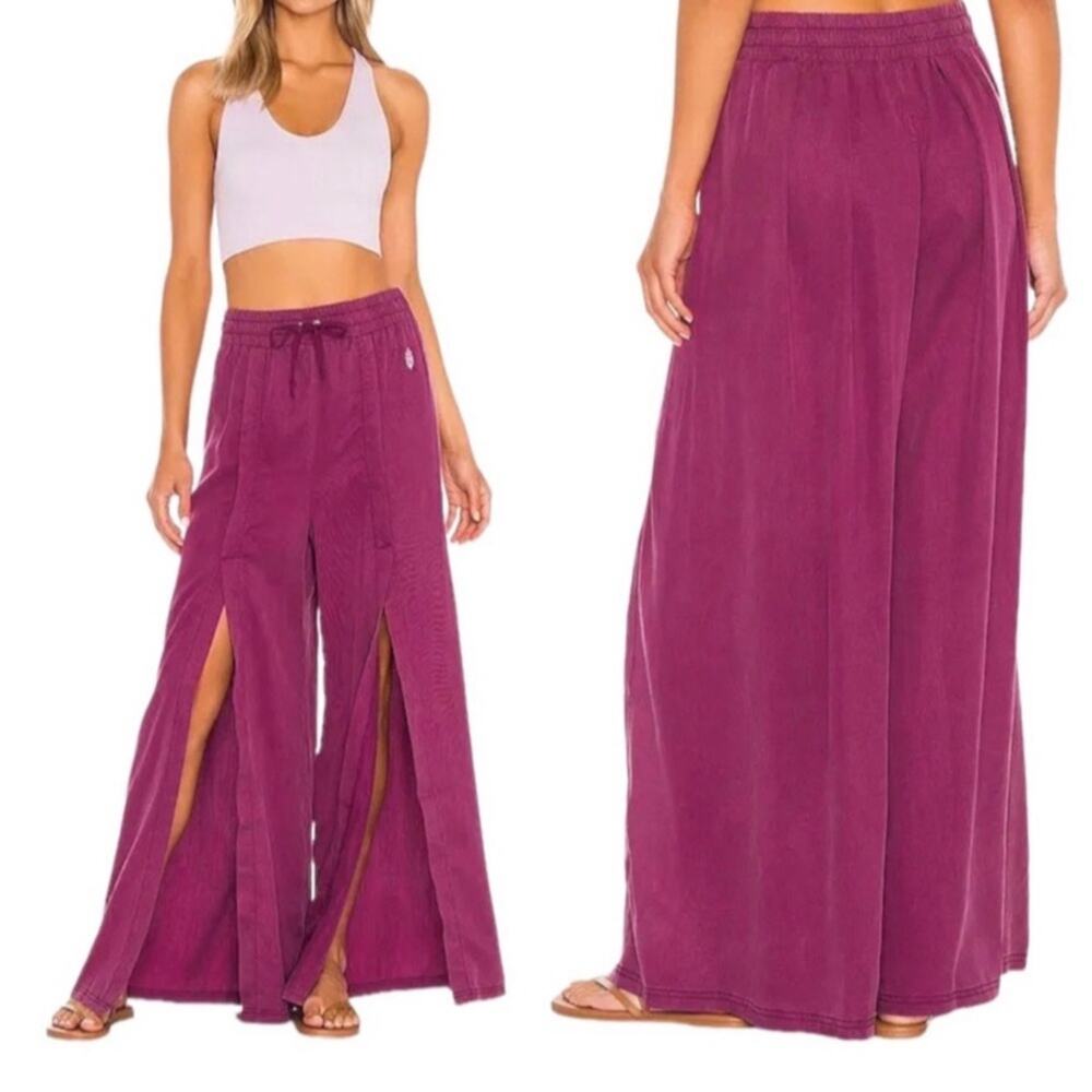 Free People movement size small abs tracker slouchy wide leg pants Pink split